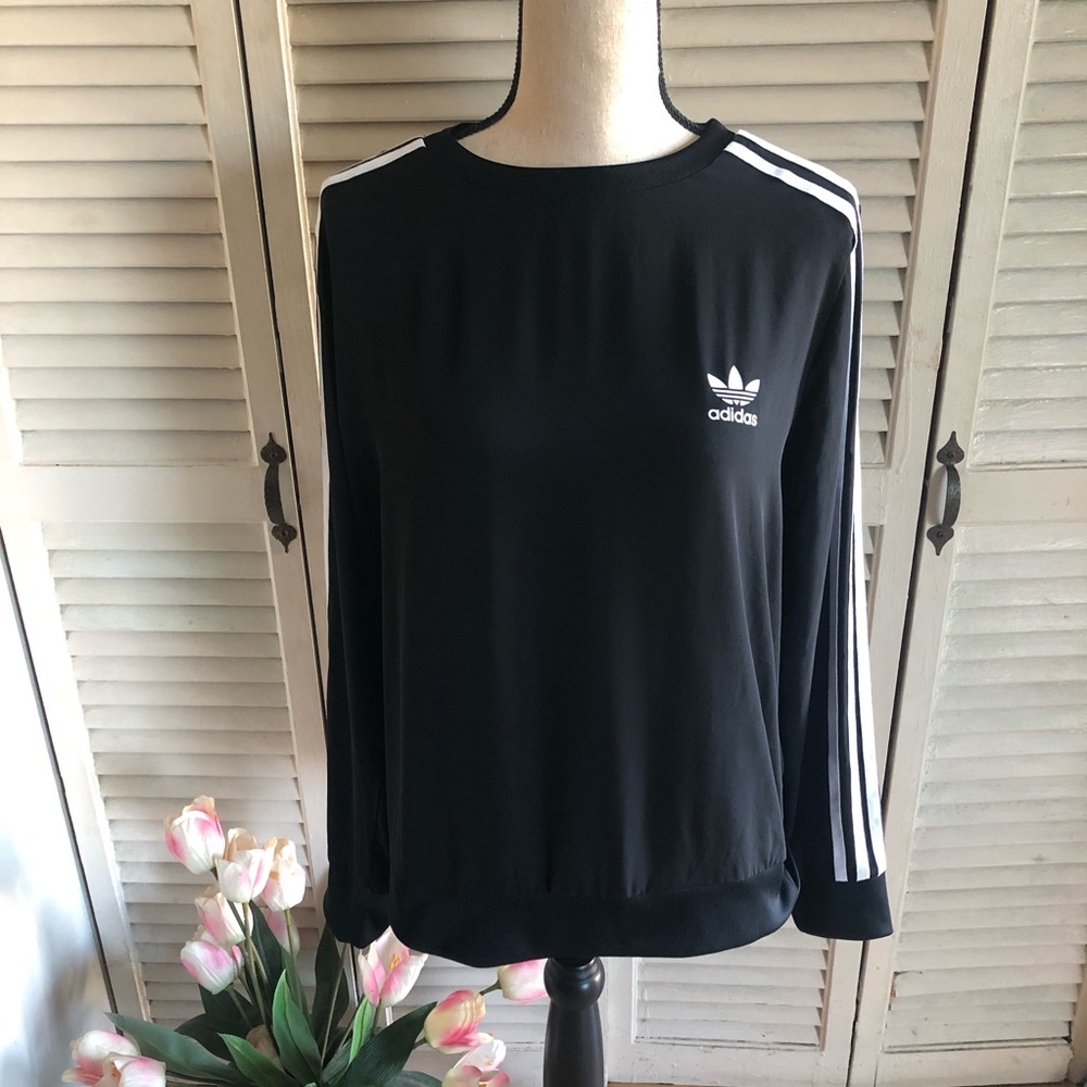 Adidas Black And White Semi Sheer Logo Shirt